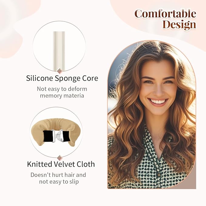 Heatless Curls Overnight Rods Heatless Hair Curler Hair Curlers To Sleep In Heatless Curls Blowout Rods Heatless Curling Rods With Luxury Cloth Bag Scarf For All Hair Types (Light gold, 3Rods)