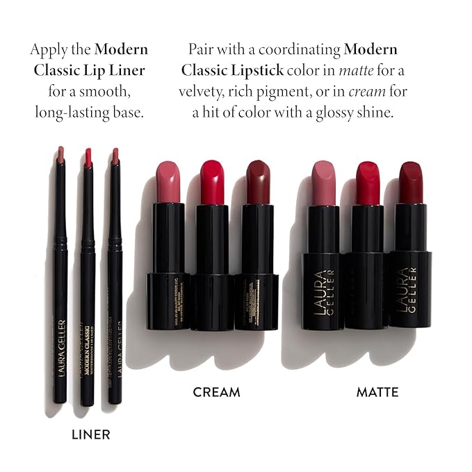 LAURA GELLER NEW YORK Modern Classic Lip Liner, Luxurious Creamy Long Lasting Lip Liner, Prevents Feathering and Fading, Ritzy Red