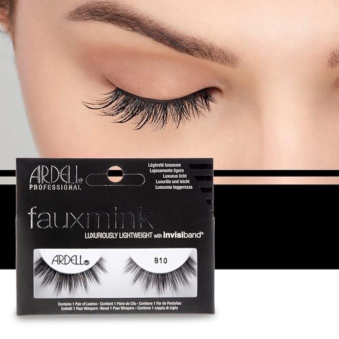 Ardell Faux Mink Lashes 810 - Black, Natural Volume False Eyelashes for Fullness & Length, 4 Pack
