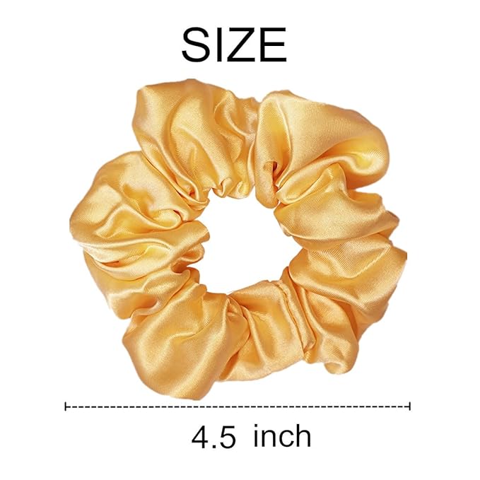 Sufermoe 12 Pcs Satin Silk Hair Scrunchies, Yellow 4.5 Inch Soft Hair Ties for Women and Girls, Versatile Hair Accessories for Ponytails, Bows, Braids, and Bracelets