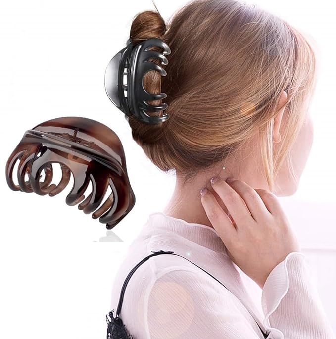 Premium Hair Claw Clips For Thick Hair, Strong Holding Power Claw Hair Clamps Delicate Hair Grip for Women and Girls (Amber - 1 pcs)