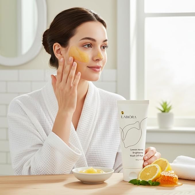 Lemon Honey Face Mask for Hydrated, Balanced Skin - 5-Minute Rinse-Off Facial Mask with Gentle Exfoliating Sugar, Soft After-Feel & Fresh Glow, 3.52 oz (100 g)