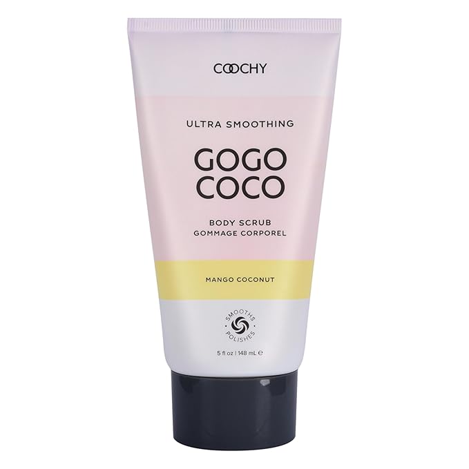 COOCHY Ultra Smoothing Body Scrub | Gentle Exfoliating Body Scrub for Sensitive Skin | Removes Dead Skin Cells, Prevents Ingrowns | Paraben-free, Cruelty-free | Mango Coconut 5 oz/148 mL
