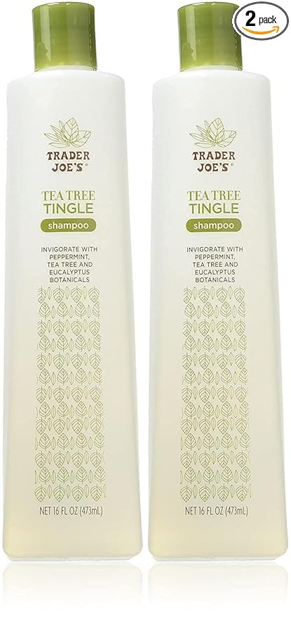 Trader Joe's Tea Tree Tingle Shampoo with Peppermint, Tea Tree and Eucalyptus Botanicals, 16-Ounces Pack of 2