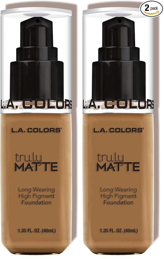 L.A. COLORS Truly Matte Foundation, Warm Caramel CLM362 (Pack of 2)