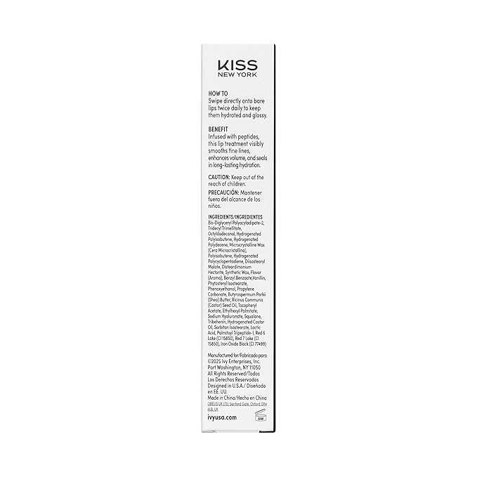 KISS NEW YORK Peptide Lip Treatment, Hydrating & Non-Sticky Tinted Plumping Balm, Shea Butter Castor Oil & Squalane Reduces Look of Fine Lines, Softer & Fuller Lips with Cooling Metal Tip (Watermelon)