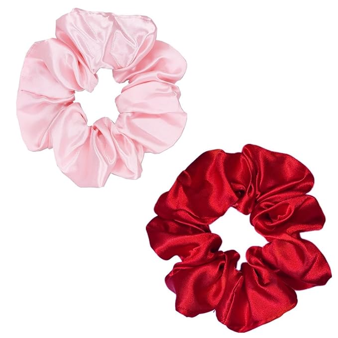 Sufermoe 12 Pcs Satin Silk Hair Scrunchies, Assorted Red, 4.5 Inch Hair Ties for Women Girls