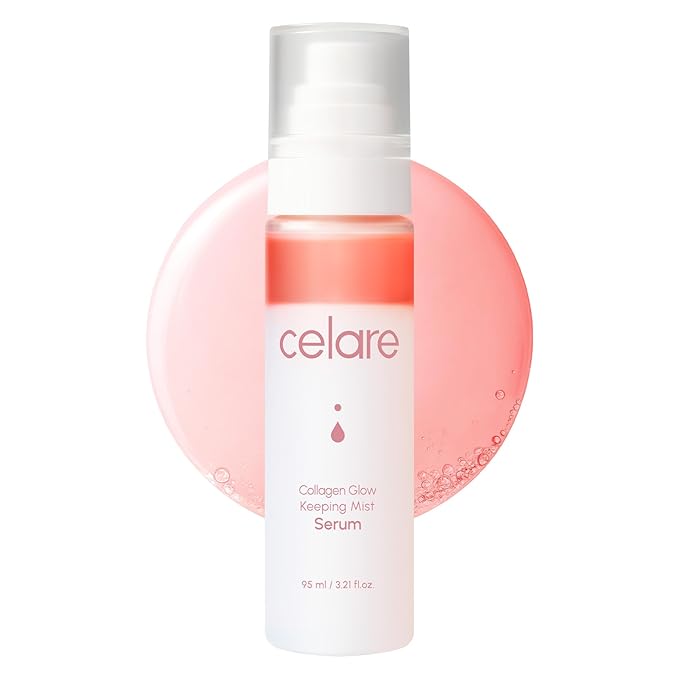 Celare Collagen Glow Mist Serum | 7 Collagens + 7 Peptides & Milk Exosomes | Ultra-Fine Firming Face Mist | Lightweight Hydration & Glow | Fragrance-Free K-Beauty | 3.38 fl. oz.