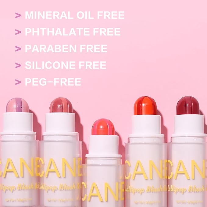 UCANBE Coral Pink Cream Blush Stick for Cheeks, Duo-Tone Buildable Blush Makeup, Hydrating Lightweight Face Blush with Vitamin E, Natural Dewy Finish, Long-Wearing, Water-Resistant