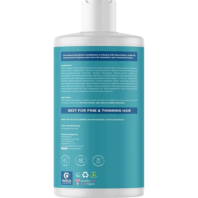 Biotin Conditioner for Thinning Hair - Volumizing Conditioner for Fine Thin & Weak Hair - Sulfate Paraben & Silicone Free with Nourishing Plant Proteins Argan Oil Green Tea & B Vitamins (16 Fl Oz)