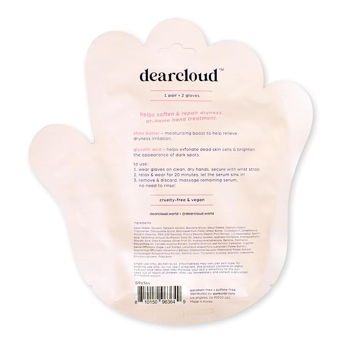 dearcloud Silky Touch Hand Rescue Set - Hand Mask for Dry Cracked Hands + Moisturizing Hand Cream - Self Care Gift Set (Peach Honeysuckle)