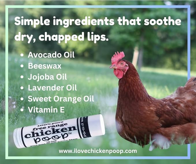 Chicken Poop® Original Lip Balm | Natural Moisturizing Lip Treatment with Beeswax & Essential Oils | Lavender Flavor | Funny Name, Serious Moisture | Petroleum‑Free, Paraben‑Free Lip Care (24)