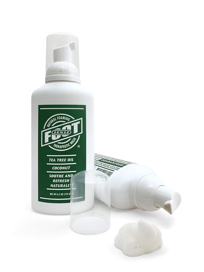 Foot Sense Tea Tree Oil Foaming Foot & Body Wash – Natural Therapeutic Foaming Soap for Smelly Feet, Nails & Skin - Clean, Refresh & Deodorize - Bath Essentials for Daily Use, 6.5oz