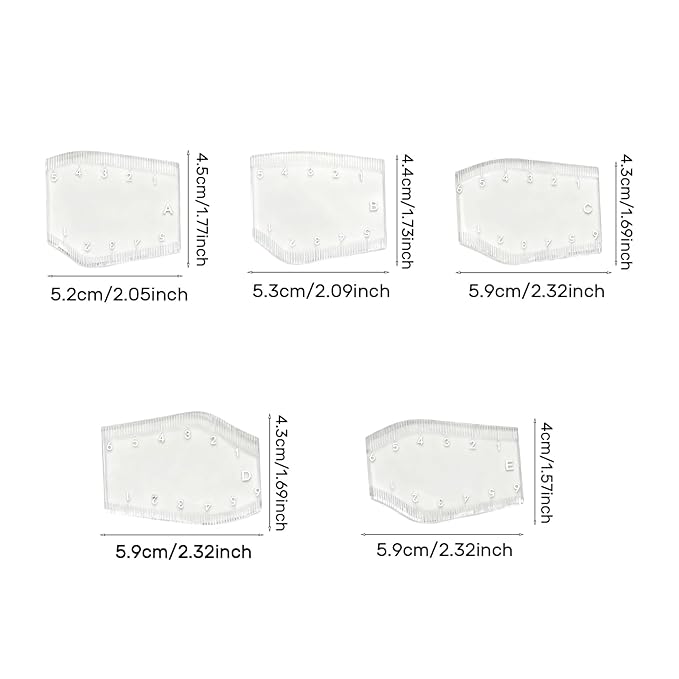 10-Piece Eyebrow Ruler Kit - Eyebrow Designer Ruler, Transparent Mapping Shaper Stencils for Precise Brow Shaping and Positioning