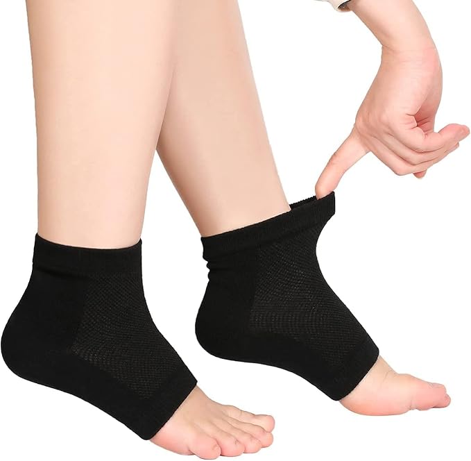 3 Pairs Moisturizing Socks,Soft Ventilate Gel Heel Socks Open Toe Socks for Dry Hard Cracked Skin Moisturizing Day Night Care Skin (Black, One Size)