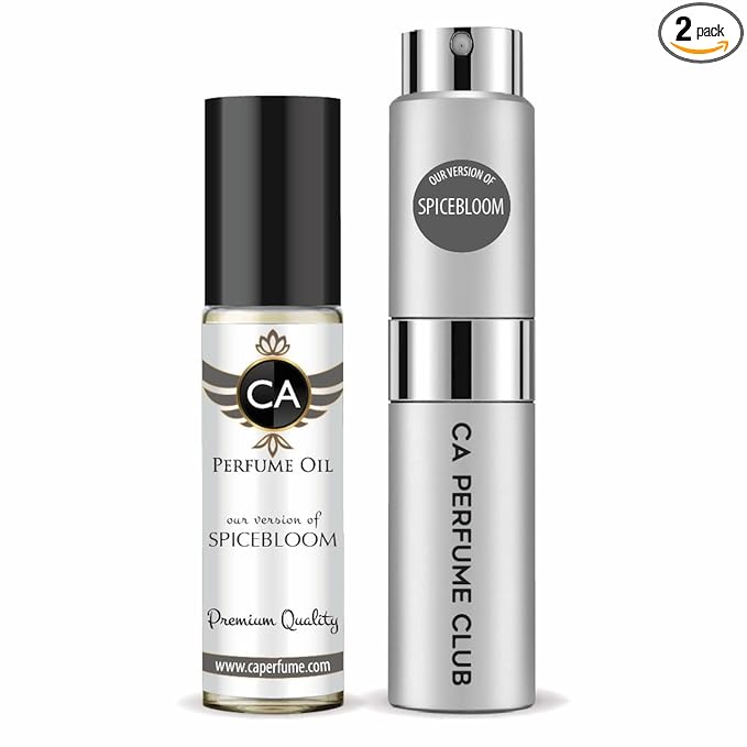 CA Perfume Duo Impression of Spicebloom For Men Perfume Layering Set Mens Cologne Long Lasting Travel Size EDP + Body Oil Roll-On Bottle 0.27 Fl Oz+0.33 Fl Oz