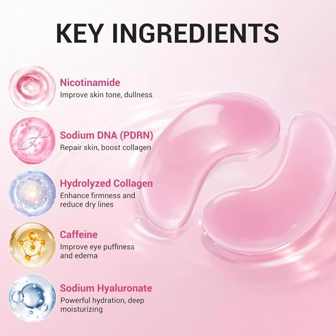 Serene Eyes Patches with PDRN & Collagen, Upgraded Instant Anti-Wrinkle Eye Mask for Dark Circles & Puffy Eyes, Hyaluronic Acid Hydrating Under Eye Patches, Instalift Treatment, 10 Pairs