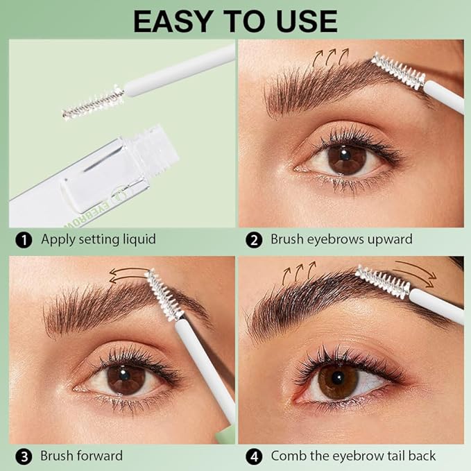 BINGBRUSH 2Pcs Eyebrow Gel Transparent Clear Eyebrow Brow Glue,Brow Styling Gel for Shaping & Defining, Smudge-Proof, Long-Lasting Eyebrow Makeup, Natural Look, Cruelty-Free