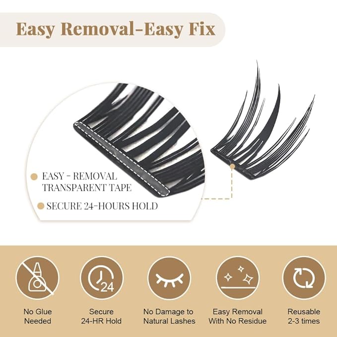 Self Adhesive Glue Free Easy Removal Lash Clusters Kit Manga Eyes Style DIY Upgrade D Curl Eyelash Extensions False Eyelashes Cupid's Love 10-14mm 90clusters