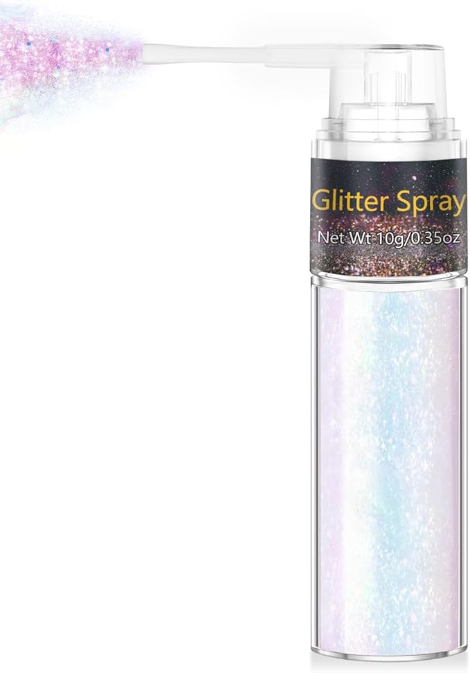 Hair and Body Glitter Spray, Hair Glitter Extra Fine Face Shimmer Powder for Clothes, Festival Loose Sparkle Powder for Rave Clothes Nail Art Easter Halloween Crafts（1PC Sparkling Pink）