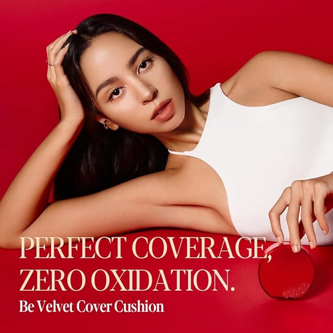 Espoir Be Velvet Cushion Foundation #50 Java | Quick and Easy Coverage with Long-lasting Color by Zero Oxidation, Velvety Smooth Finish & Lightweight Formula, Vegan, Korean Makeup, 0.46 oz