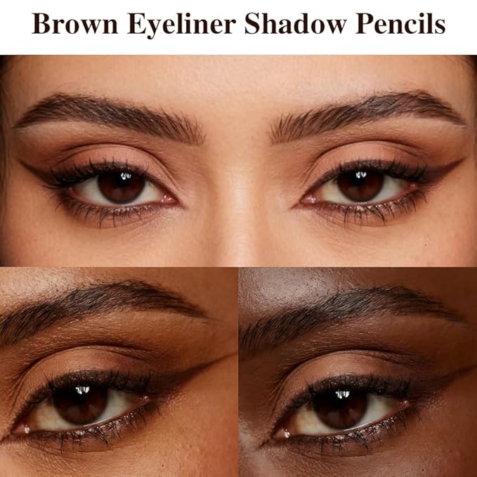 Professional Retractable Eye Liner Pencils, 12 Pcs Matte Brown, Inner Eyeliner, Brow Pens, Makeup-Brown (Brown-12 Pcs-Matte)