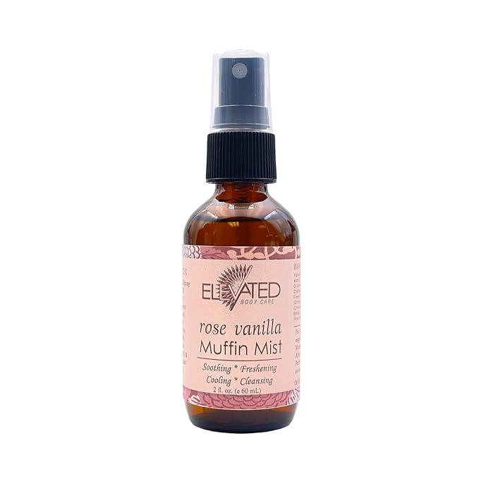 ELEVATED Muffin Mist – Natural Feminine Spray| 5 Scents | Yoni Oil | Vegan | Herbal Infused Oil helps Soothe Vaginal Dryness, Itch, Soreness, Odor | Feminine Hygiene | Postpartum (Rose Vanilla)