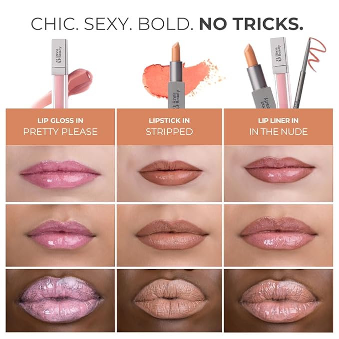 Rinna Beauty Icon Lip Kit - Delilah - All-in-One Lip Kit Includes Lipstick, Lip Gloss, Lip Liner - PINK NUDE look - Anti-Aging, Moisturizing, Long-Lasting: Vegan, Cruelty-Free - 1 each