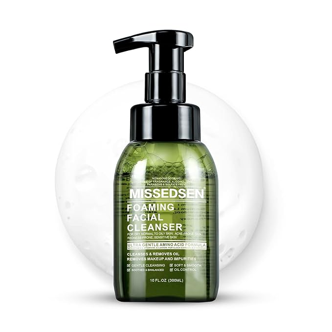 Mens Face Wash Foaming Cleanser for Men Vitamin B5 Deep Pore Cleansing for Acne, Oily, Sensitive, all Skin Types Soap-Free Fragrance-Free Colorant-Free Gentle Daily Face Wash 10 oz