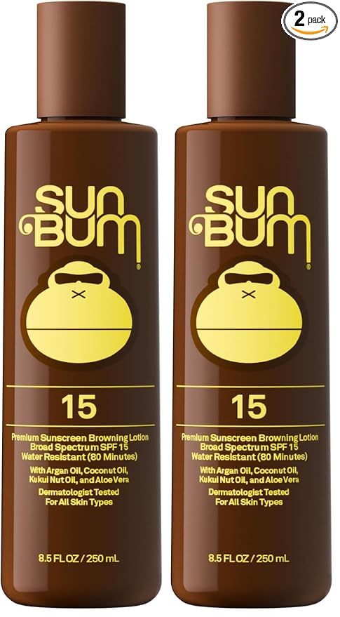 Sun Bum SPF 15 Browning Body Lotion - Water-Resistant Broad Spectrum Moisturizing Tanning Lotion with Vitamin E - Hawaii 104 Act Compliant (Made Without Octinoxate & Oxybenzone) - 8.5 Fl Oz