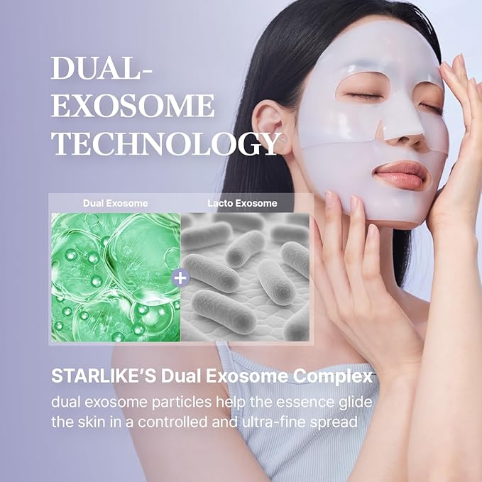 starlike Collagen Hydrogel Face Mask I 5 Sheets (1.41 oz x 5) I Dual Exosome & Azulene I 189Da Ultra-Low Molecular Collagen I Korean Mask Sheet for Deep Hydration, Revitalizing Care & Refreshed Look