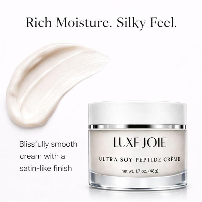 LuxeJoie Peptide Face Cream – Matrixyl Peptide Moisturizer for Mature Skin – Firming Anti Aging Moisturizer with Alpha Lipoic Acid Ultra Soy Peptide Creme – 1.7 oz