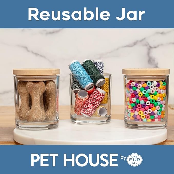 Pet House Candles, Plant-Based Pet Candle Clean Burning, 60 Hour Burn Time with a Natural Fiber Wick - Bamboo Watermint