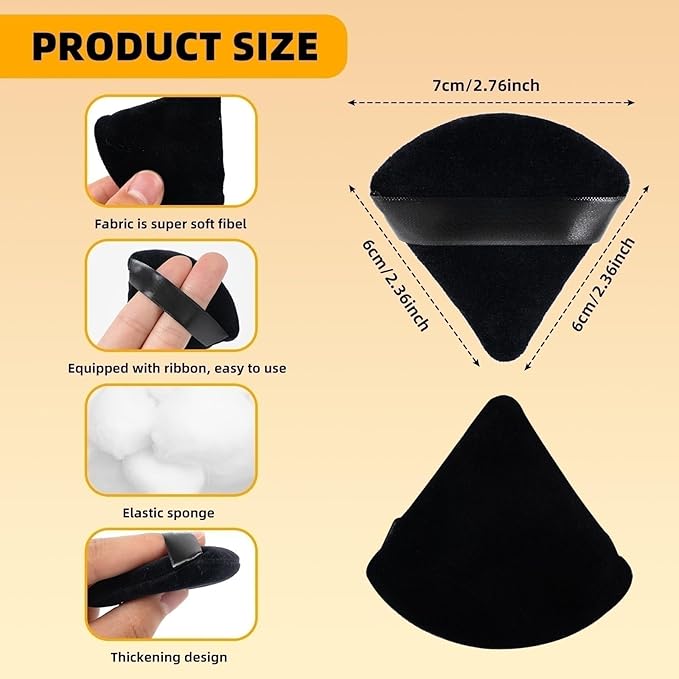ZHIYE 8pcs Triangle Powder Puffs, Reusable Face Makeup Puff, Multifunctional Facial Makeup Tool Wet, Dry Dual-Use Makeup Sponge for BB CC Cream Liquid Foundation(BLack)