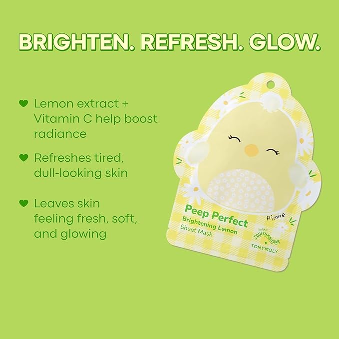 TONYMOLY x Squishmallows Sheet Mask Set (6 Pack), Hydrating & Brightening K-Beauty Masks, Cute Skincare Gift Set for Teens, Spa Night & Self-Care