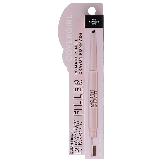Covergirl Clean Fresh Brow Filler Pomade, 700 Black Brown, Eyebrow Pencil, Ultra-Precise Tip, Creamy Formula, Highly Pigmented, Soft Matte Finish, Vegan Formula, 0.007oz