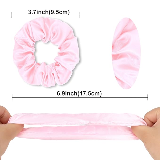 Silk Satin Scrunchies for Women Girls 12 PCS Multi-Pink-Colored Hair Scrunchies Silk Satin Hair Ties for Thick Hair Bulk Hair Ties Hair Accessories