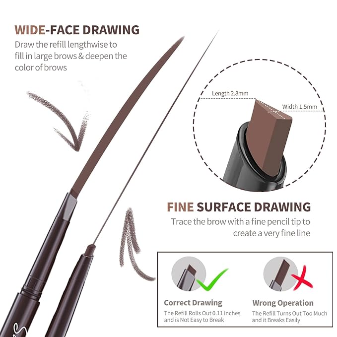 12pcs Light Brown Waterproof Eye Brow Pencils for Women, Retractable Dual-End Eyebrow Pencil with Brush, Triangular Tip Design, Easier to Define and Fill in Eyebrows for Natural Brow Shape