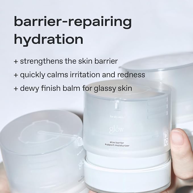 glow aloe barrier support moisturizer,face moisturizer, korean skin care, soothing & hydrating, fortified with ceramide np and niacinamide, enriched with aloe vera leaf water, 1.69 fl oz