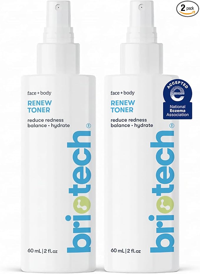 BRIOTECH Renew Toner, Hypochlorous Acid Spray, Minimize Appearance of Blemishes, Soothing Facial Mist for Sensitive Skin, Calm Redness & Bumps, Vegan, 2 fl oz Travel Size (2 Pack)