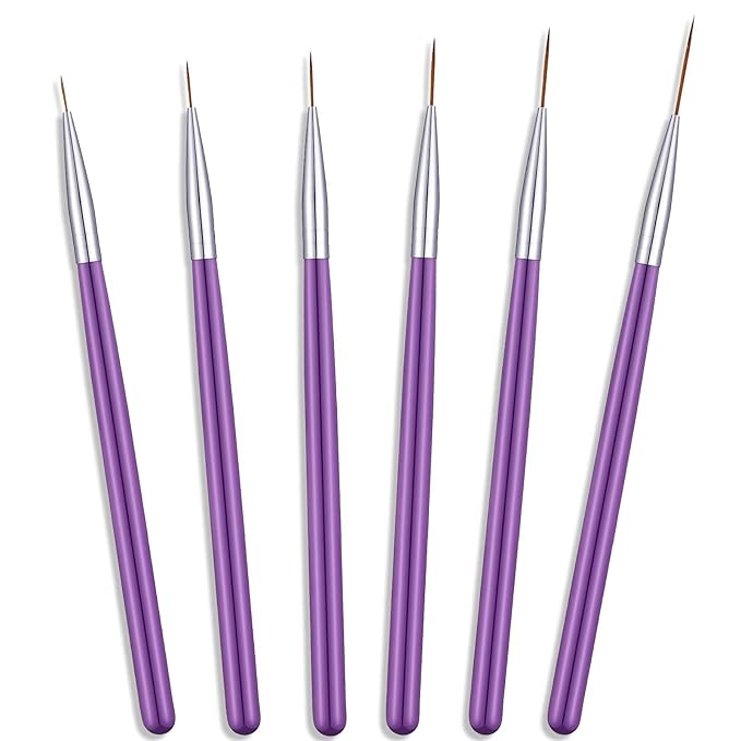 Maitys 6 Pcs Eyeliner Brushes Fine Point Thin Eye Makeup Gel Eyeliner Brush Water Activated Graphic Cosmetic Liner Wands for Eyes Makeup Tools(Vivid Style)