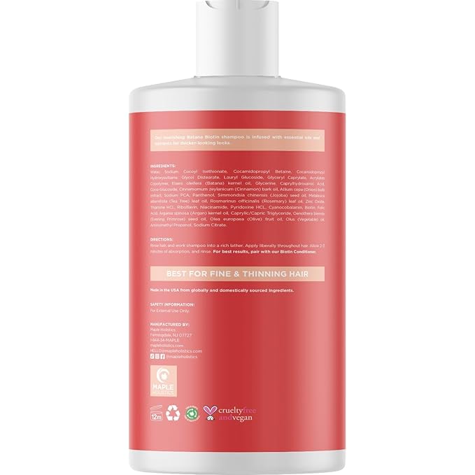 Biotin & Batana Oil Shampoo for Thinning Hair - Volumizing Shampoo for Fine Hair with Onion B Vitamins Rosemary Argan & Tea Tree Oils - Paraben Silicone and Sulfate Free Vegan Formula (16 Fl Oz)