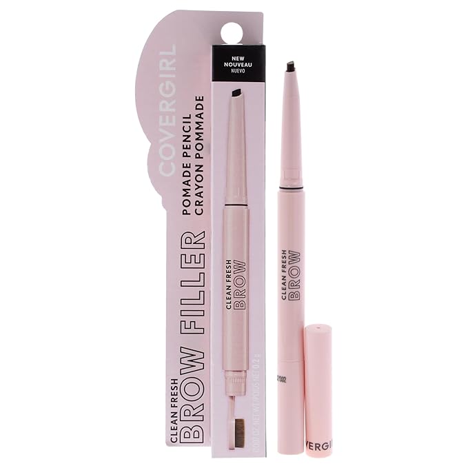 Covergirl Clean Fresh Brow Filler Pomade, 700 Black Brown, Eyebrow Pencil, Ultra-Precise Tip, Creamy Formula, Highly Pigmented, Soft Matte Finish, Vegan Formula, 0.007oz