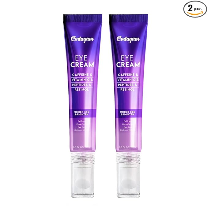 Caffeine Eye Cream for Under Eye Hydration (2 packs), Puffiness & Tired Looking Eyes –Lightweight Cooling Eye Balm with Caffeine, Peptides & Retinol –Daily Formula for Men & Women (15ml x 2)