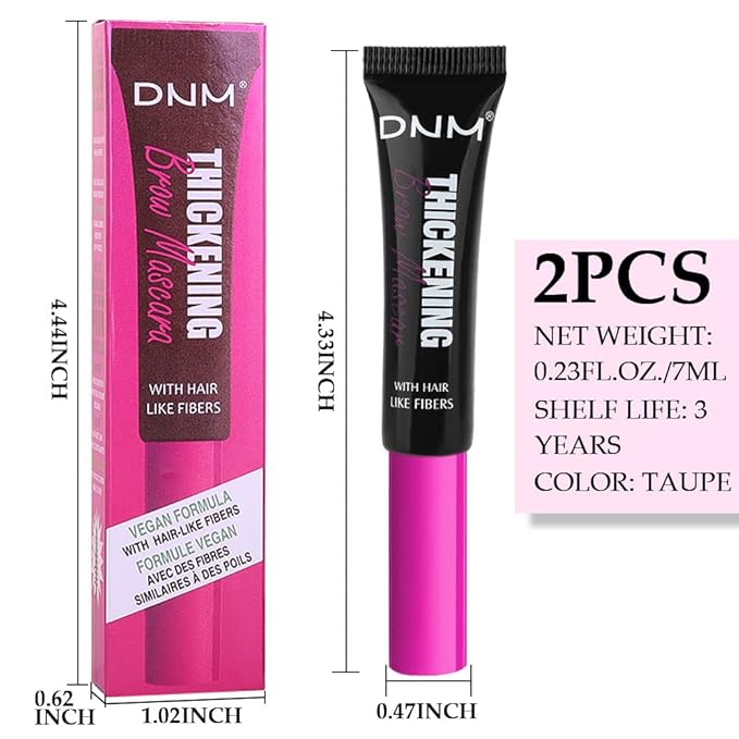 Tinted Thickening Brow Mascara,Tinted Eyebrow Gel,Waterproof, Transfer-proof, Brush to Fill in Eyebrows and Cover Gray Hairs - Cruelty Free (2pcs 08 Black)