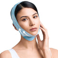 PLANTIFIQUE Chin Strap for Face Contouring - Reusable V Line Ice Silk Fabric Mask - Double Chin Shaping, Adjustable, Breathable Fabric - Jawline Shaper for Women & Men (Blue)