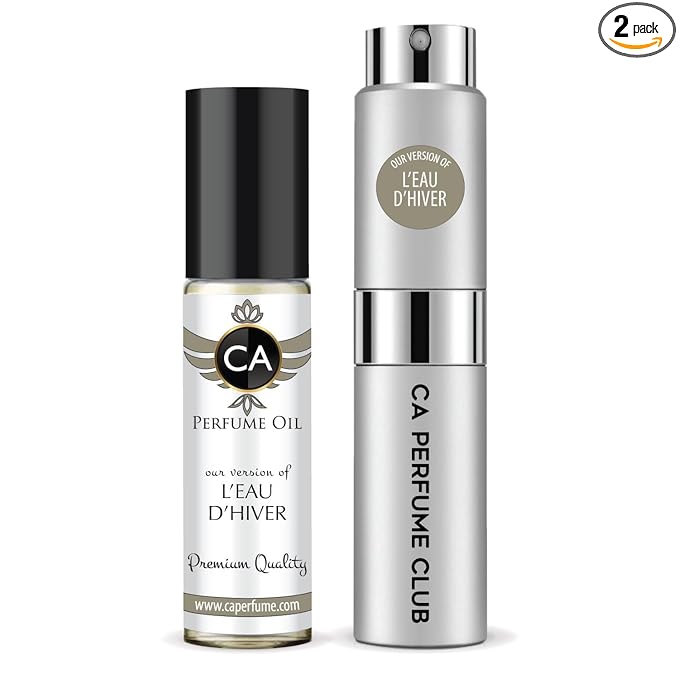 CA Perfume Duo Impression of L'eau D'hiver For Women And Men Perfume Layering Set Long Lasting Travel Size EDP + Body Oil Roll-On Bottle 0.27 Fl Oz+0.33 Fl Oz