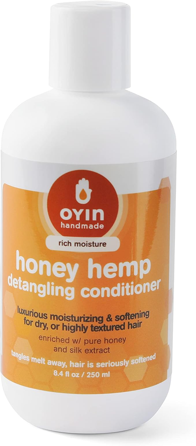 Oyin Handmade Honey Hemp Detangling & Moisturizing Conditioner | Hemp Seed Oil, Pure Honey & Silk Protein | For Coily, Curly & Natural Hair | 8.4 oz