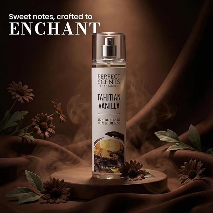 Instyle Fragrances | Body & Hair Mist | Tahitian Vanilla Scent | With Panthenol | CLEAN, Vegan, Paraben Free, Phthalate Free | Premium 8 Fl Oz Spray Bottle