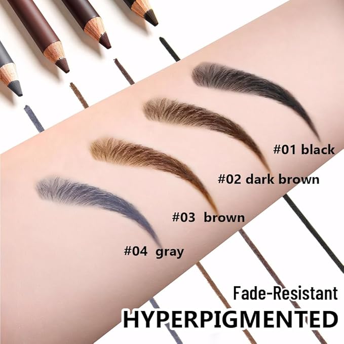 WanTuoluo Eyebrow Pencils for Women with Sharpener, 6Pcs Hard-Core Wooden Eye Brow Eye Liner Pencils for Beginner Makeup, Waterproof & Sweat-Proof (6Pcs-Gray)